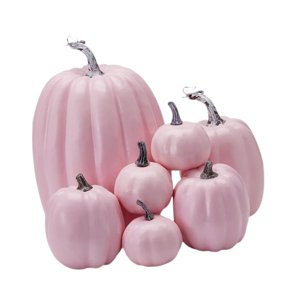 Magideal - 7 Calabazas Artificiales De Espuma Para Manualidades, Accesorios Para Fotos, Decoración De Halloween, Calabazas Decorativas De Otoño Para Decoración Rosa