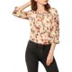 thumbnail image 5 of INSPIRE CHIC Estilo Blusa Boho para Mujer Estampado Floral Cuello con Lazo Manga 3/4 Tops Casual XS Beige, 5 of 8