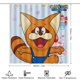 thumbnail image 2 of Pokonyan-theme 4-Piece Shower Curtain Set with Rugs, Waterproof Bathroom Decor Set Includes Bath Mat, U-Shaped Rug, Toilet Lid Cover and Curtain with Hooks, 2 of 6