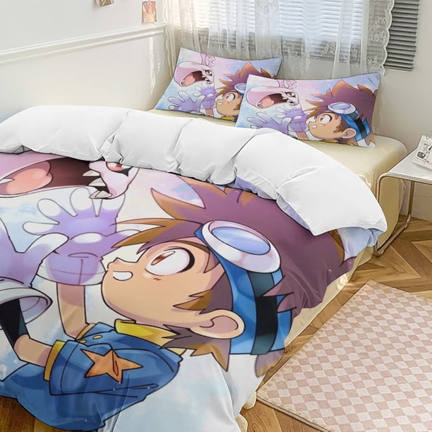 Digimon Anime Home Bed 3-piece Set Classic Japanese Anime Polyester Wash Student Dormitory Set