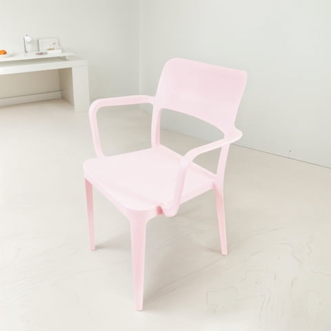 Silla Plástica Con Apoya Brazos Minimal Rosa Dvp
