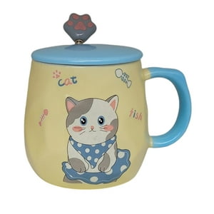 El Edén - Mug, Taza Cerámica Diseño Gatitos Kawaii, Con Tapa, 430 Ml