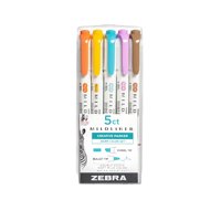 Rotulador Zebra Pen Mildliner De Doble Punta, Paquete De 5