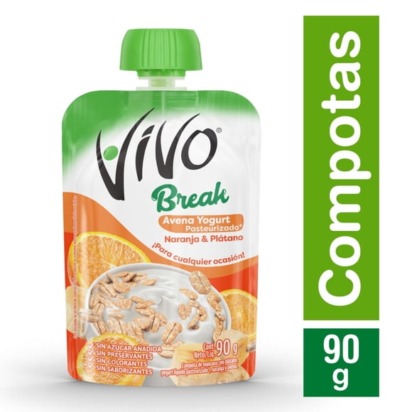 Compota Vivo Break Avena Naranja Plátano, 90 g