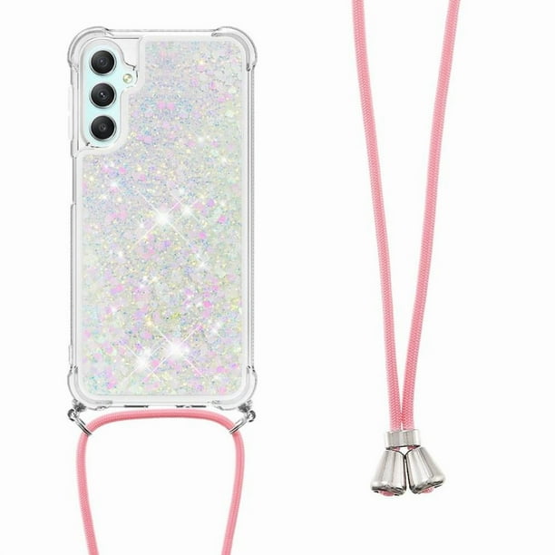 Funda FOXDOCK para Samsung Galaxy A25 5G con Cuerda Ajustable, Brillo Líquido, Protección Antigolpes y Lente – Ideal para Regalo