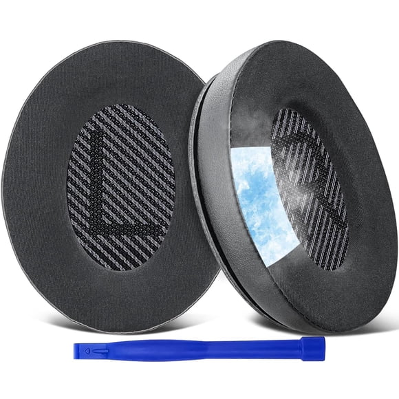 Almohadillas de gel refrigerante de repuesto SoloWit, almohadillas para auriculares supraaurales Bose QuietComfort 35 (QC35) y Quiet Comfort 35 II (QC35 II), espuma aislante del ruido, negras