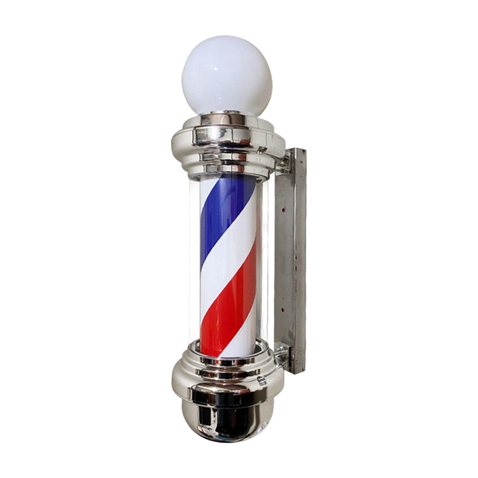 Magideal - Luz De Poste De Barbería, Luz Giratoria Para Salón, Impermeable, Con Diseño De Rayas Y Bola Para Montaje En Pared, Ideal Para Peluquerías En Interiore