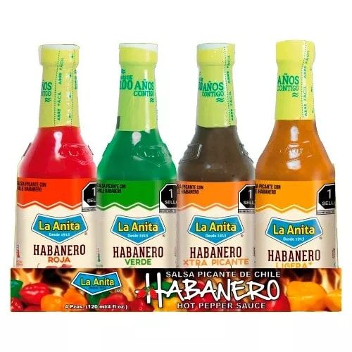 La Anita - Pack 4 Aji Salsa Habanero Original Extra Picante Ligera