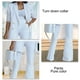 thumbnail image 2 of Traje de 2 piezas para mujer, color liso, pantalones anchos, cuello vuelto, pantalón largo de 2 piezas, traje para mujer, 2 of 6