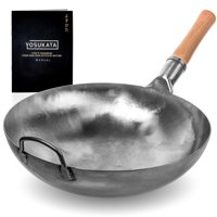 Wok Yosukata De Acero Al Carbono Con Fondo Redondo, 14 Pulgadas, Para Saltear