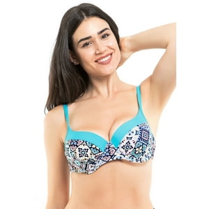 Samia - Bikini Estilo Sostén Copa C-D Estampado Turquesa 48