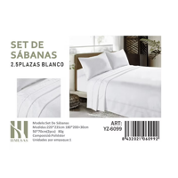 Todostore - Set De Sabanas King Color Blanco 150 Hilos + 2 Funda De Almohada