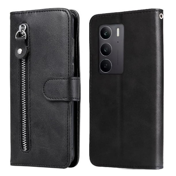 Funda con Cremallera para Realme 14X 5G, Carcasa Cartera de Cuero PU con Soporte y Tarjetero
