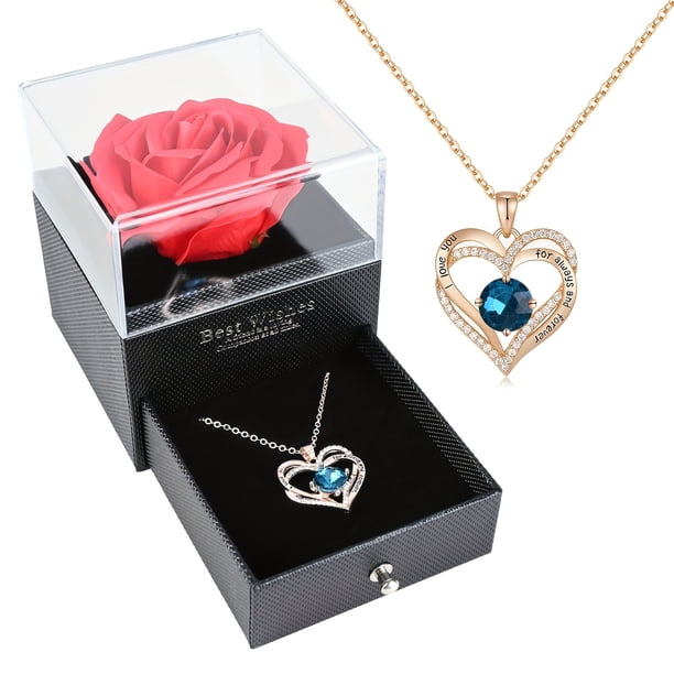 Eternal Love - Real Red Rose Necklace with Heart for Mom, Grandma, Wife, Girlfriend, Birthday, Anniversary, Romantic Gifts from Boyfriend