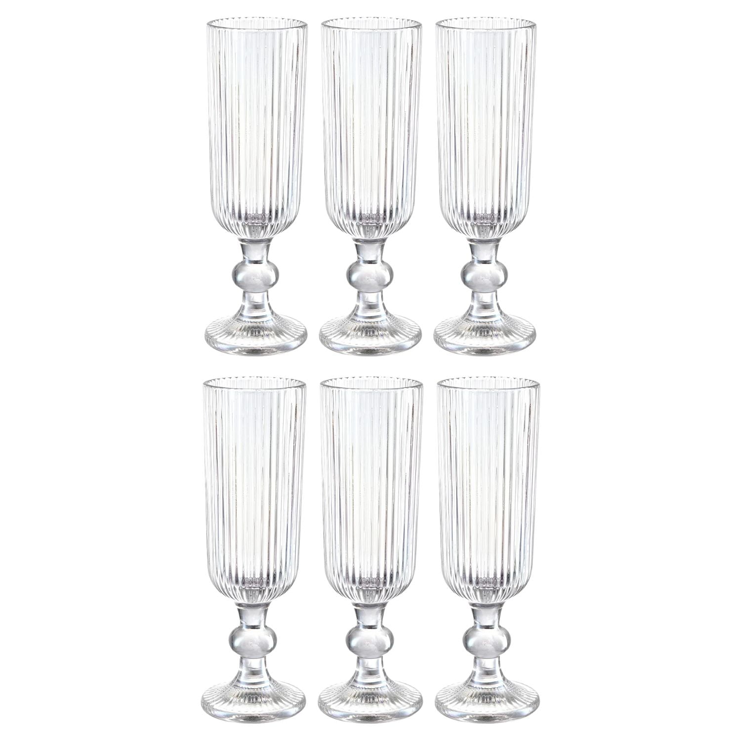 Set 6 Copas Flute Talladas 160ml Lisa Allegra De Vidrio