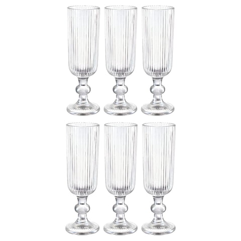 Set 6 Copas Flute Talladas 160Ml Lisa Allegra De Vidrio