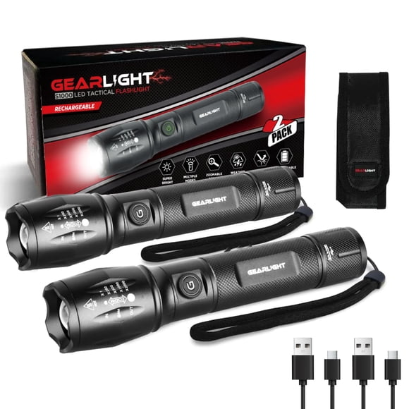 Linterna GearLight S1000 LED táctica de altos lúmenes, paquete de 2
