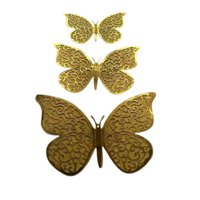 Genérico - Mariposas Decorativas Doradas 12Pcs Amarillo