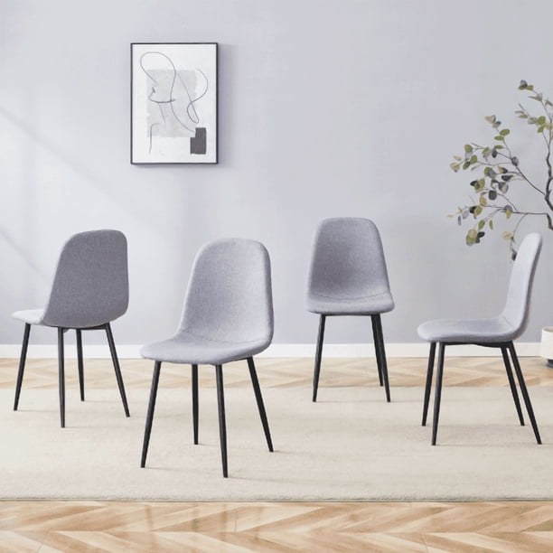 Silla sencilla de lujo - conjunto de 4 silla de comedor de alta resistencia de material de lino-algodón