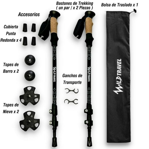 Pack Bastones de trekking 2 unidades NEGRO