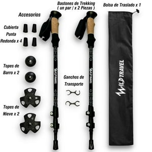 Wild Travel - Pack Bastones De Trekking 2 Unidades Negro