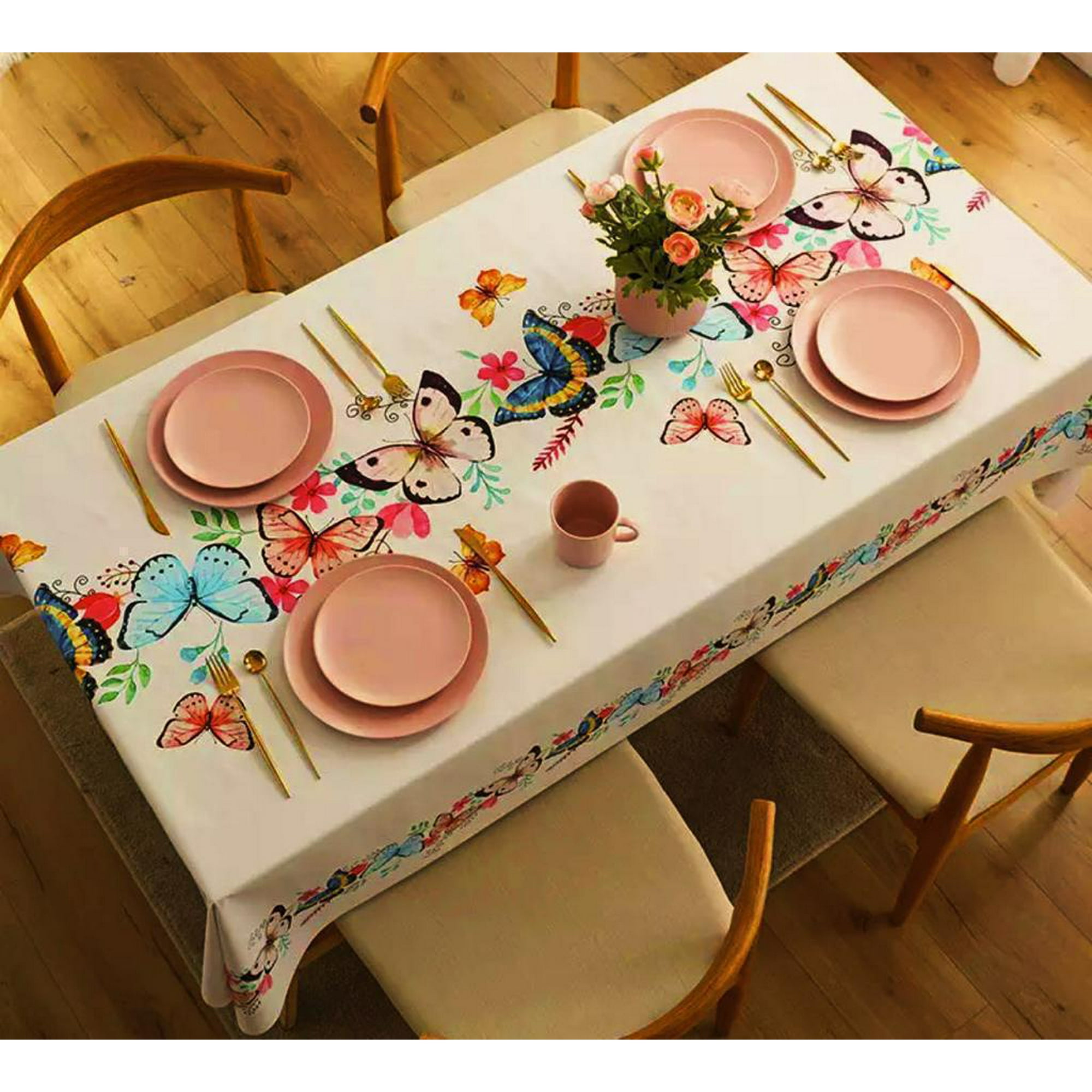 Genérico - Mantel Rectangular Antimanchas 140 X 230 Cm - Mundo Mariposas