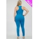 thumbnail image 4 of Saronite Conjunto de Top Corto Elástico de Tirantes Lisos y Pantalón Fruncido Largo, Color Azul Ibiza (Talla Grande para Mujer), 4 of 5
