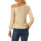 thumbnail image 3 of INSPIRE CHIC Tops de lentejuelas con hombros descubiertos para mujeres de manga larga para fiesta disco brillante con purpurina S Oro, 3 of 6