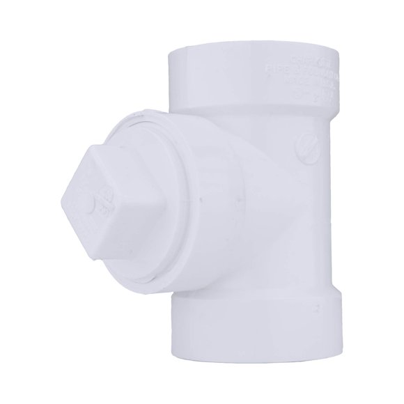 Camiseta Charlotte Pipe DWV Cleanout de 2 pulgadas con tapón, color blanco