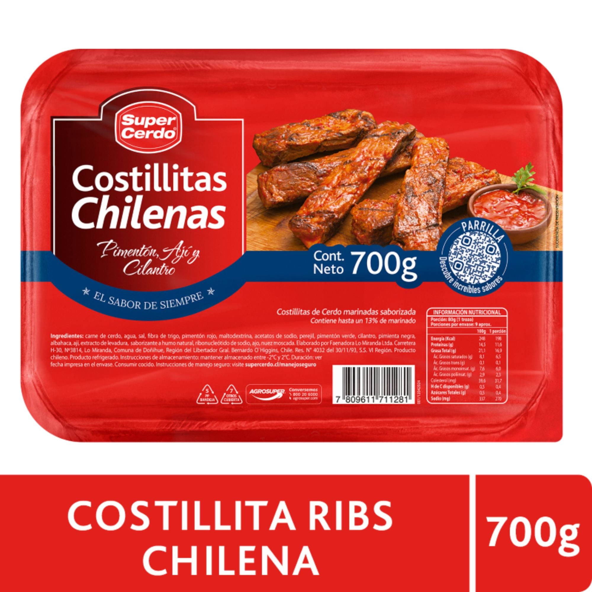 Costillitas De Cerdo Chilenas 700 g Super Cerdo