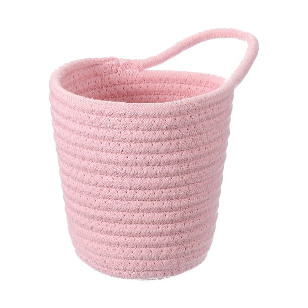 Uxcell Cesta de Almacenamiento Tejida de Cuerda de Algodón Pequeña Rosa, Estante de Almacenamiento de Armario, Cestas Tejidas de Regalo, Caja de Guardería Linda, Decoración de Organización