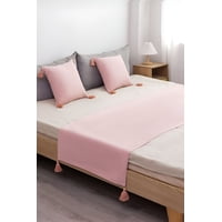 Todo Para El Hogar - Juego De Piecera De Cama Mas 2 Cojin Con Fundas Modelo Lino Rosado