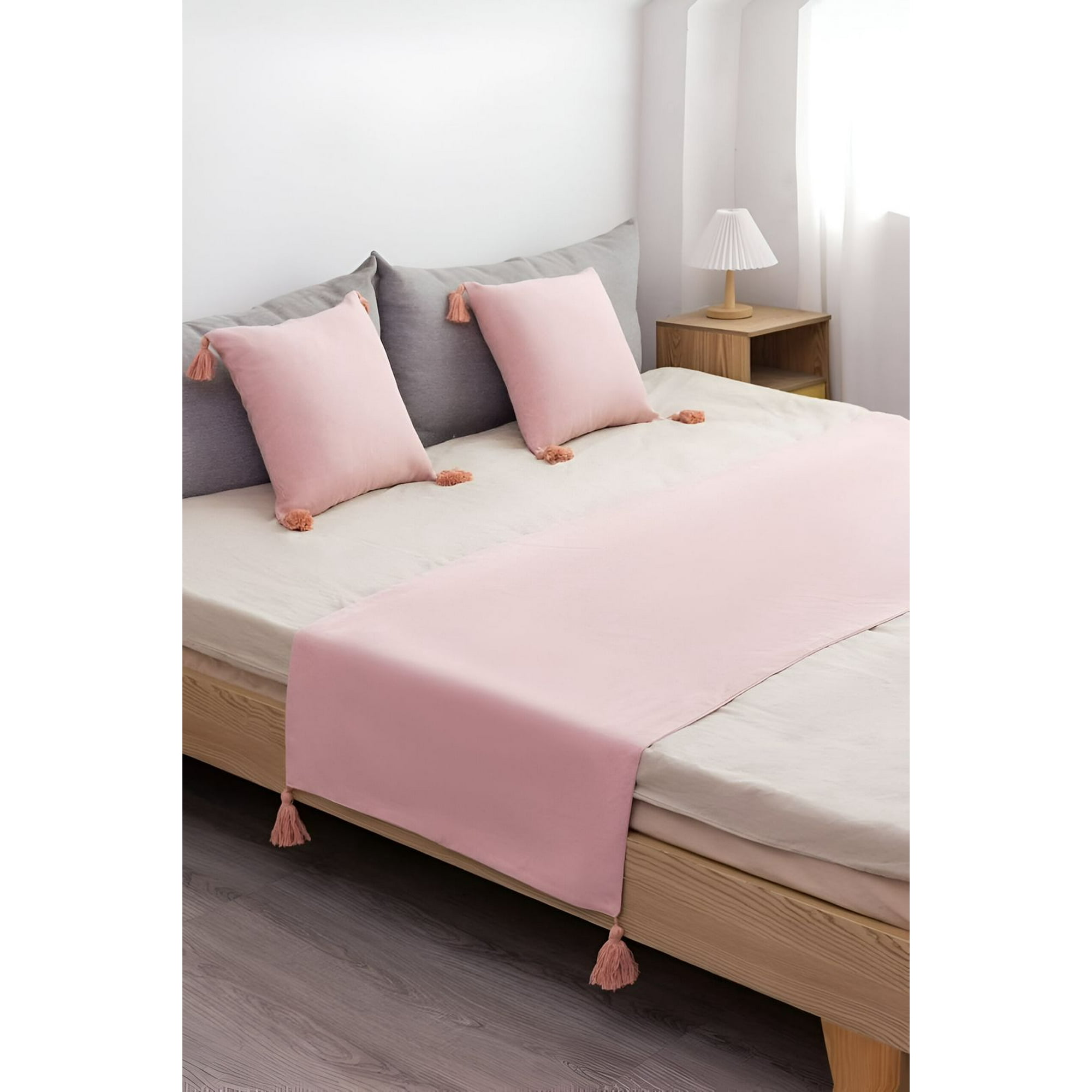 Todo Para El Hogar - Piecera De Cama Decorativa Modelo Lino Rosado