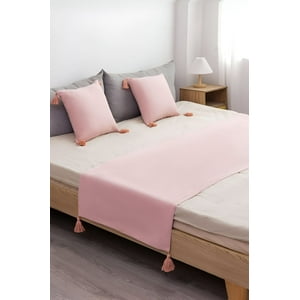Todo Para El Hogar - Juego De Piecera De Cama Con 2 Fundas Modelo Lino Rosado