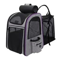 Magideal - Mochila Transportadora Para Perros Y Gatos Pequeños, Malla Transpirable Expandible, Bolsa De Viaje Ligera Para Mascotas, Ventilada Para Exteriores Violeta Gris