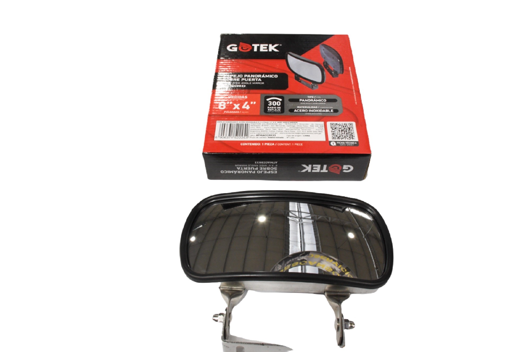 Gotek - Espejo Panoramico Acero Inoxidable 8 X 4 Pulg