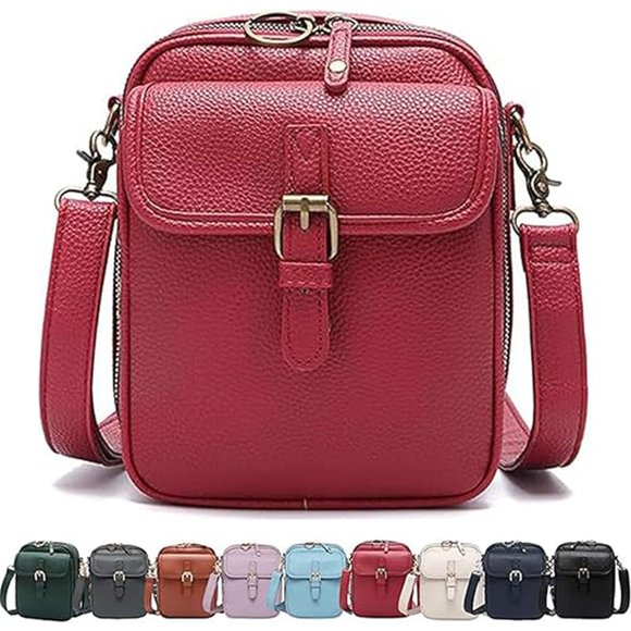 Bolso Bandolera QIFZNG Grande Rojo Vintage Antirrobo