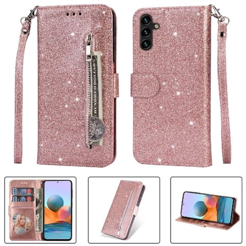 Funda Para Foxdock Elegante Funda Samsung Galaxy A04 Glitter Con Cremallera-Ideal Para El Uso Diario