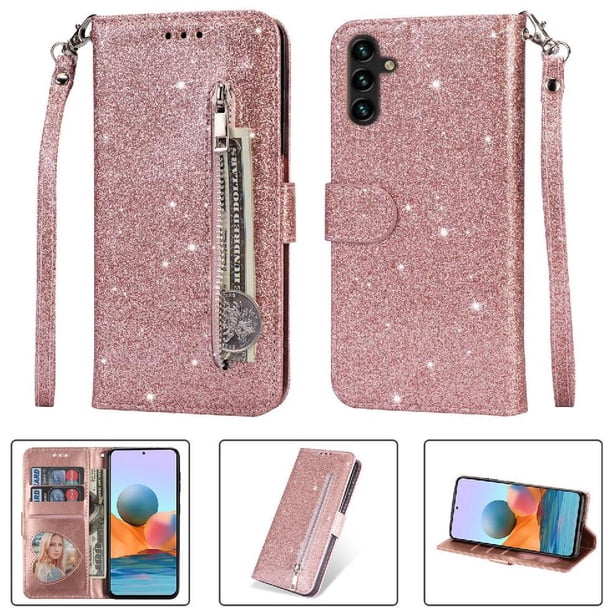 Funda para FOXDOCK Elegante funda Samsung Galaxy A04 Glitter con cremallera-Ideal para el uso diario