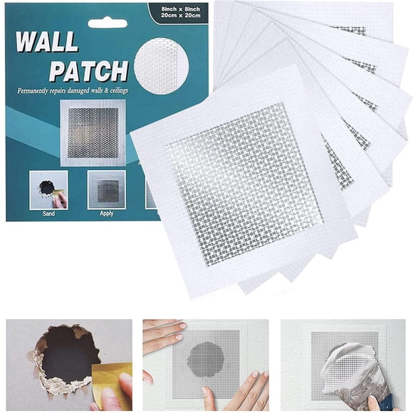 Parche de reparación de paneles de yeso WDSHCR, 10 x 10 cm, paquete de 6 unidades, aluminio y fibra de vidrio