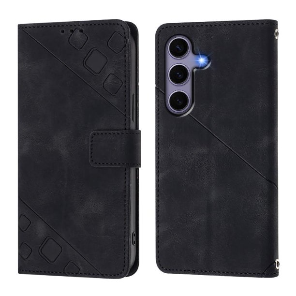 Funda Cartera para Samsung Galaxy S25 con Soporte y Ranuras, Resistente a Golpes y Rayones Negro
