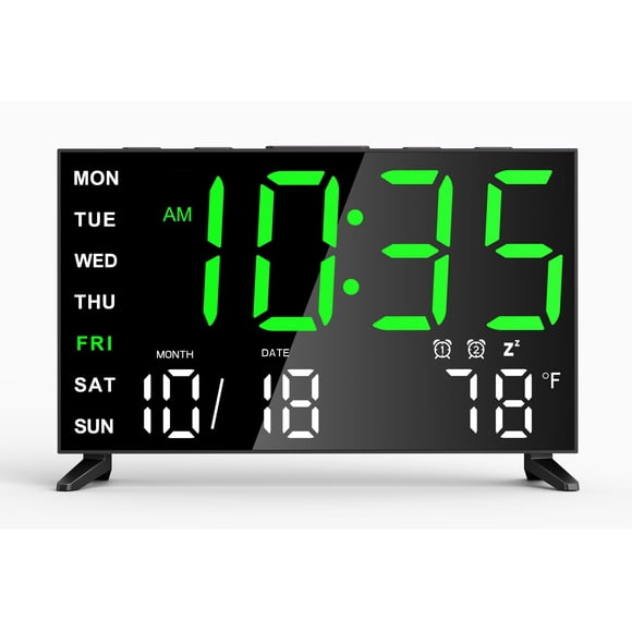 Reloj despertador digital Haimiage con espejo, con fecha y temperatura