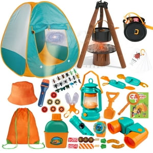 Set De Camping Qtioucp Kids Con Tienda De Campaña, Linterna Y Proyector, 50 Unidades