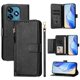 thumbnail image 4 of Funda tipo cartera para Oukitel C51 con bolsillo con cremallera, tarjetero, soporte, correa para la muñeca y tapa de cuero Negro, 4 of 5