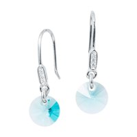 Joyas Montero - Aros Punto De Luz Plata Italiana 925 Y Cristal Genuino Turquesa