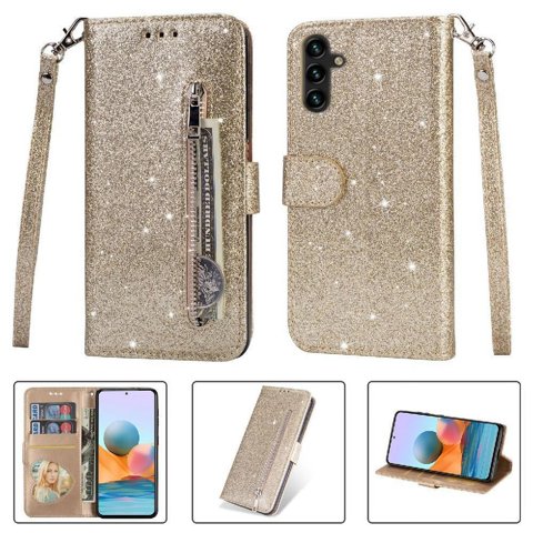 Funda Para Foxdock Elegante Funda Samsung Galaxy A04 Glitter Con Cremallera-Ideal Para El Uso Diario