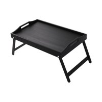 Magideal - Bandeja De Madera Para Cama, Bandeja Para Servir Desayuno, Soporte Para Ordenador Portátil, Multiusos Para Dibujar Bordes Elevados, Patas Plegables Negro