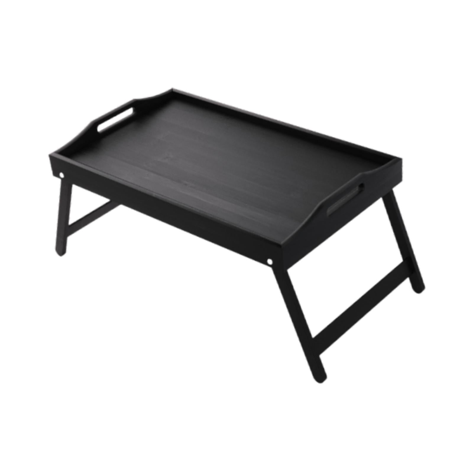Magideal - Bandeja De Madera Para Cama, Bandeja Para Servir Desayuno, Soporte Para Ordenador Portátil, Multiusos Para Dibujar Bordes Elevados, Patas Plegables Negro