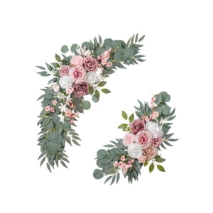 Bothyi - 2 Piezas De Arco De Boda Con Flores, Fondo Rústico, Corona, Letrero De Bienvenida, Decoración