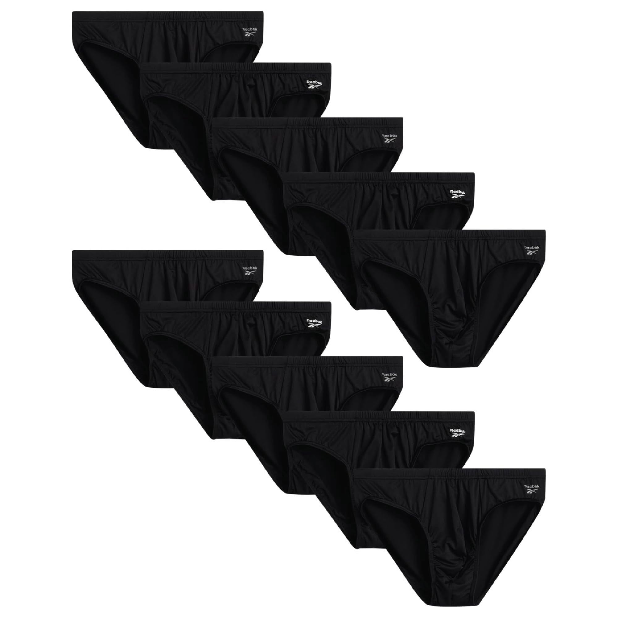 Calzoncillos Reebok De Talle Bajo Para Hombre, Paquete De 10 Unidades, Talla M, Color Negro